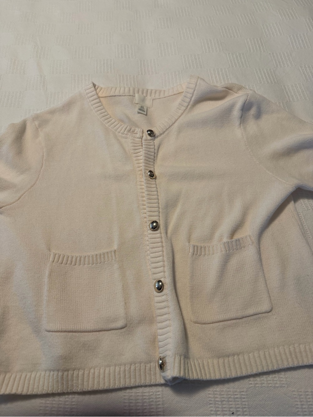 H&M Cream Button-Front Pocket Sweater Cardigan